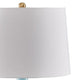 Yela Table Lamp | Bulbous Glass Body | White Drum Shade | Aqua Blue 29"