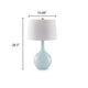 Yela Table Lamp | Bulbous Glass Body | White Drum Shade | Aqua Blue 29"