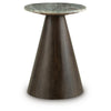Nori Accent Table | Round Marble Top | Conical Wood Base | Brown 21"