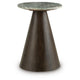 Nori Accent Table | Round Marble Top | Conical Wood Base | Brown 21"