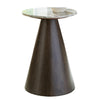 Nori Accent Table | Round Marble Top | Conical Wood Base | Brown 21"