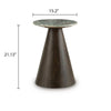 Nori Accent Table | Round Marble Top | Conical Wood Base | Brown 21"