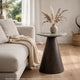 Nori Accent Table | Round Marble Top | Conical Wood Base | Brown 21"