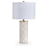Fara Table Lamp | Cylindrical Base | Mosaic Pattern | White | Brass 29"