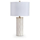 Fara Table Lamp | Cylindrical Base | Mosaic Pattern | White | Brass 29"