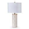 Fara Table Lamp | Cylindrical Base | Mosaic Pattern | White | Brass 29"