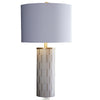 Fara Table Lamp | Cylindrical Base | Mosaic Pattern | White | Brass 29"