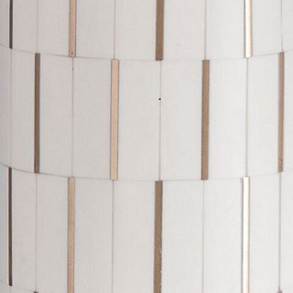 Fara Table Lamp | Cylindrical Base | Mosaic Pattern | White | Brass 29"