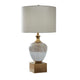 Tevi Table Lamp | Urn Shape | Block Base | Speckled  Brown and White 29"