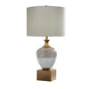 Tevi Table Lamp | Urn Shape | Block Base | Speckled  Brown and White 29"