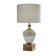 Tevi Table Lamp | Urn Shape | Block Base | Speckled  Brown and White 29"