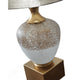 Tevi Table Lamp | Urn Shape | Block Base | Speckled  Brown and White 29"