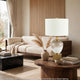 Tevi Table Lamp | Urn Shape | Block Base | Speckled  Brown and White 29"