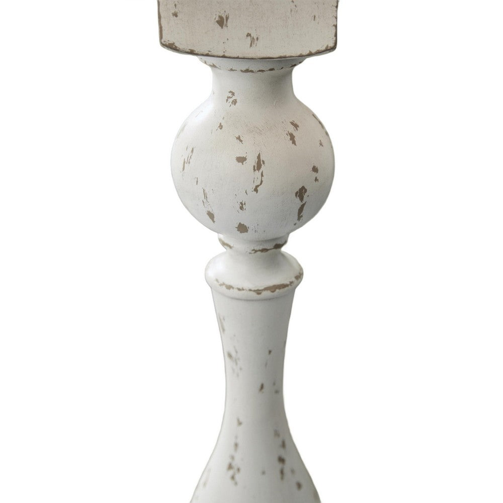 Mady Floor Lamp | Bell Shade | Turned Body | Antique White Polyresin 62"