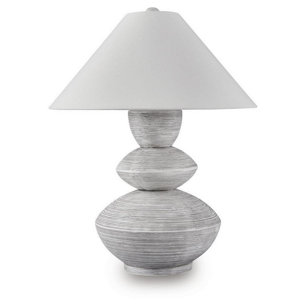 Boca Table Lamp | Triple Gourd Base | Distressed White Polyresin 30"