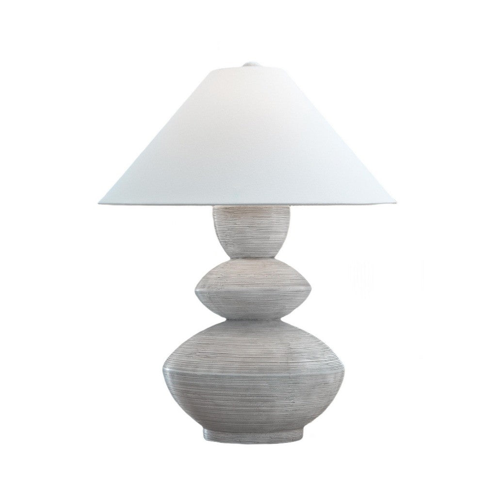Boca Table Lamp | Triple Gourd Base | Distressed White Polyresin 30"