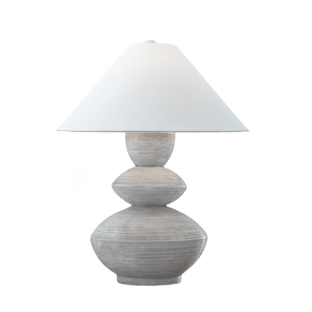 Boca Table Lamp | Triple Gourd Base | Distressed White Polyresin 30"