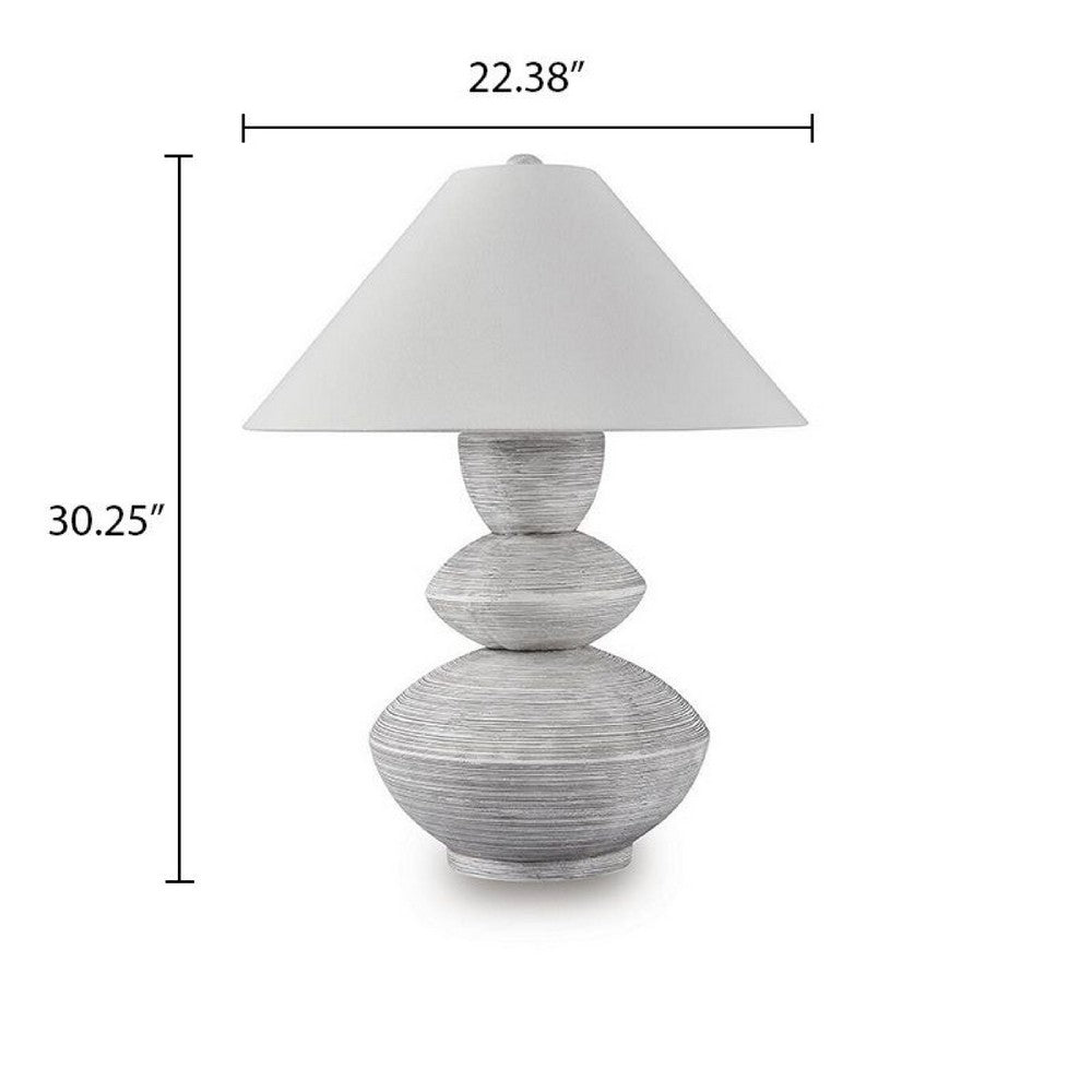 Boca Table Lamp | Triple Gourd Base | Distressed White Polyresin 30"