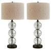 Airo Table Lamp Set of 2 | Stacked Glass Spheres | Brown Shade | Black Metal
