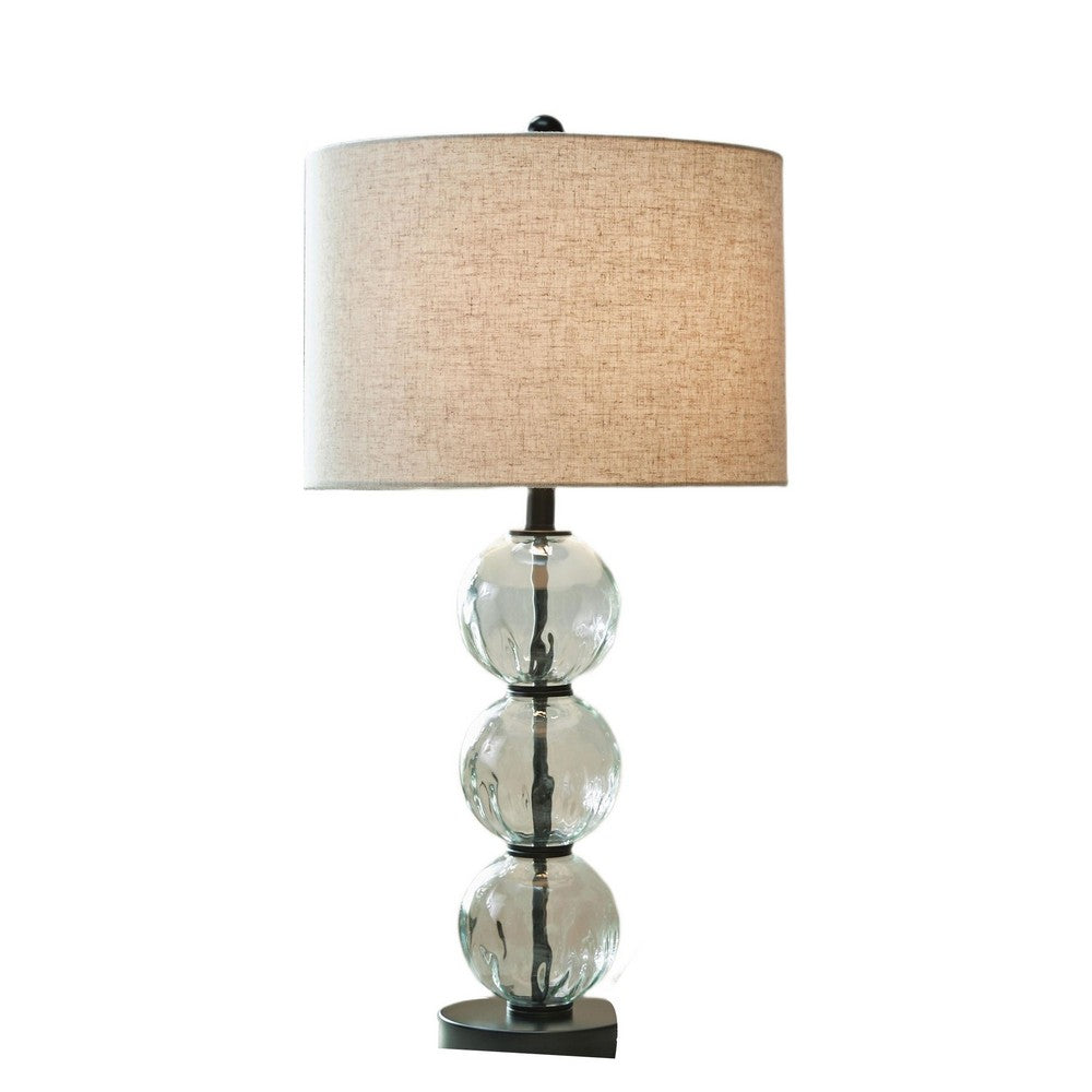 Airo Table Lamp Set of 2 | Stacked Glass Spheres | Brown Shade | Black Metal