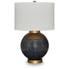 Kara Table Lamp | Round Body | White Shade | Gold Blue Ombre Metal 27"
