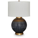 Kara Table Lamp | Round Body | White Shade | Gold Blue Ombre Metal 27"