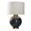 Kara Table Lamp | Round Body | White Shade | Gold Blue Ombre Metal 27"