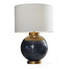 Kara Table Lamp | Round Body | White Shade | Gold Blue Ombre Metal 27"