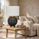 Kara Table Lamp | Round Body | White Shade | Gold Blue Ombre Metal 27"