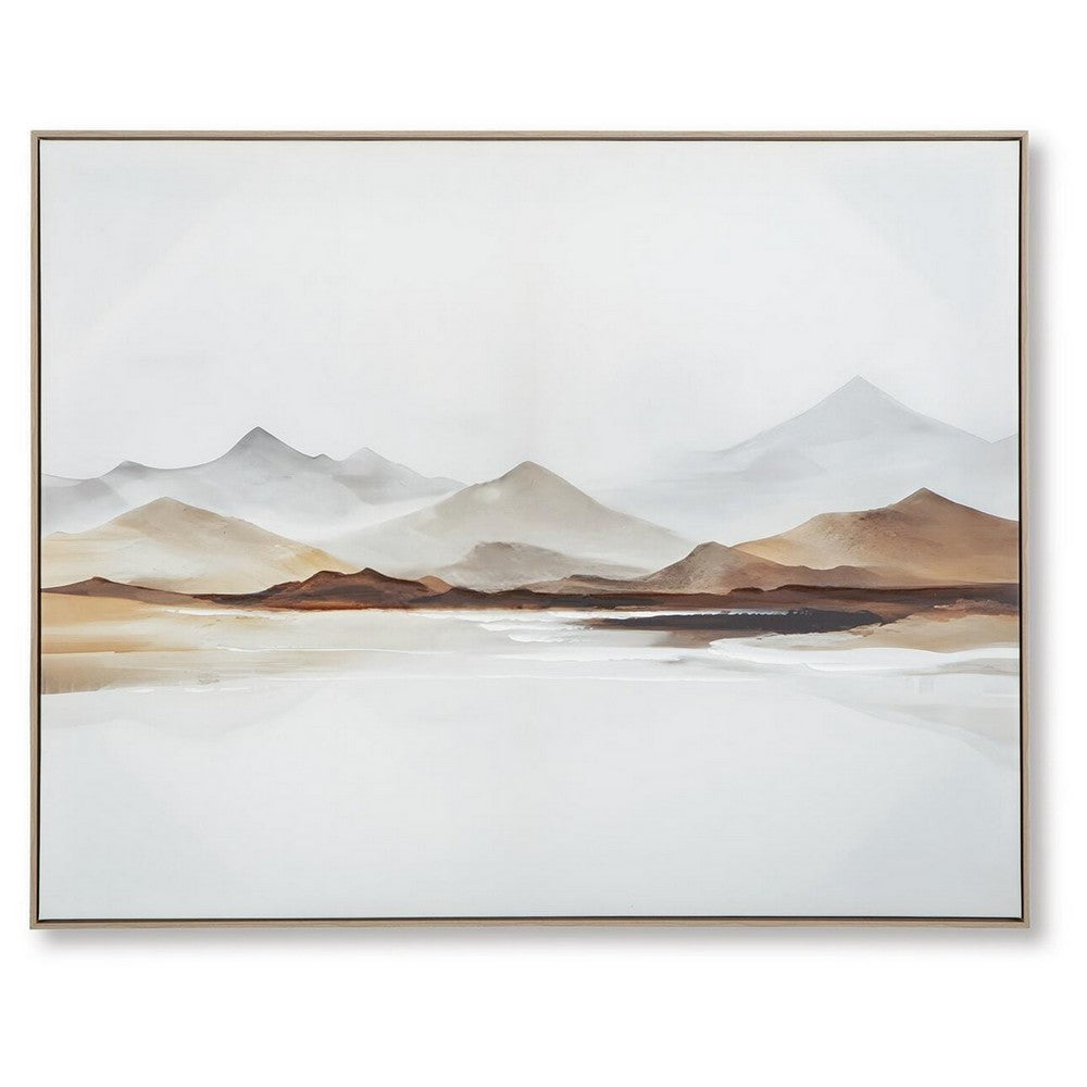 Rala Wall Art | Hand Painted Mountain Landscape | White and Gray 40x50