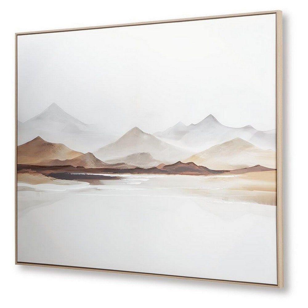 Rala Wall Art | Hand Painted Mountain Landscape | White and Gray 40x50