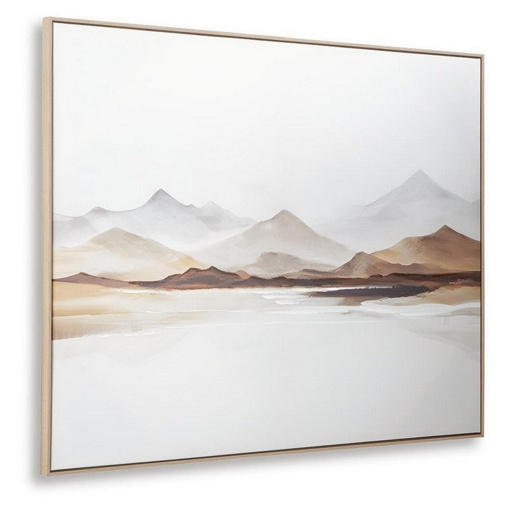 Rala Wall Art | Hand Painted Mountain Landscape | White and Gray 40x50