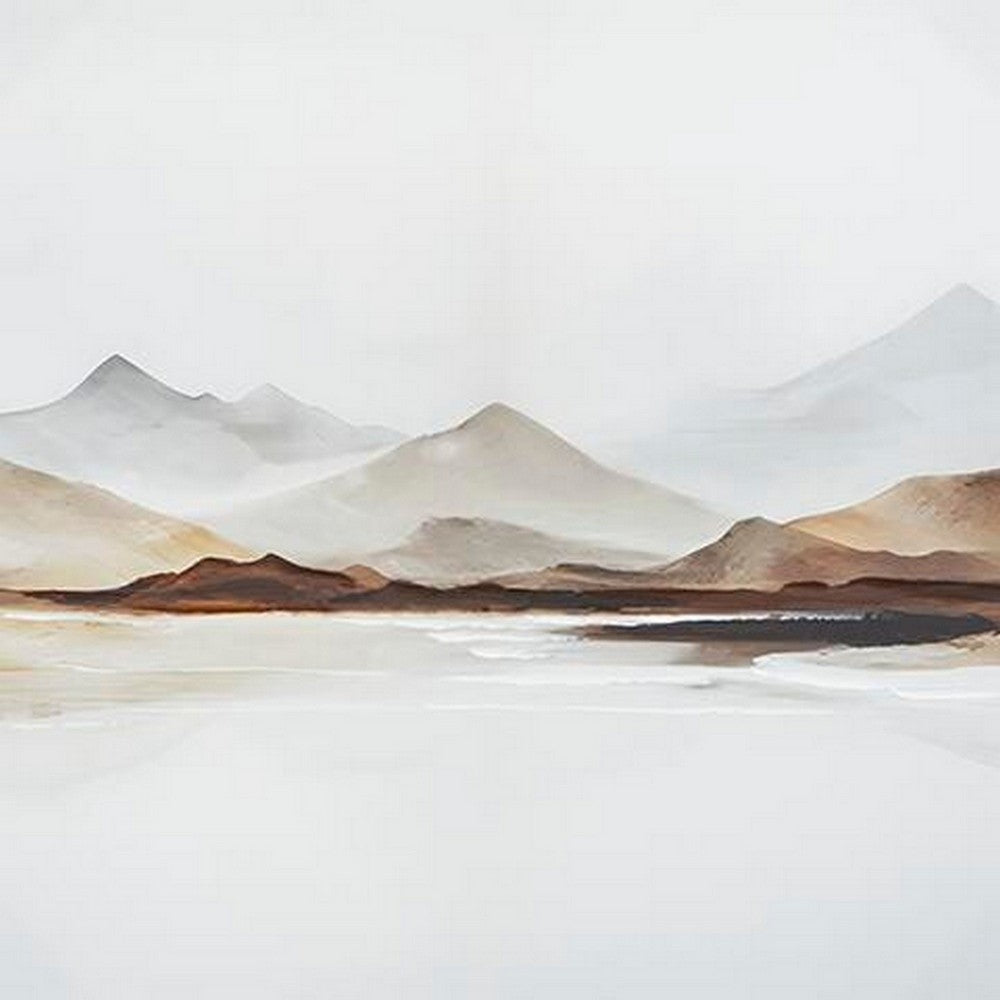 Rala Wall Art | Hand Painted Mountain Landscape | White and Gray 40x50
