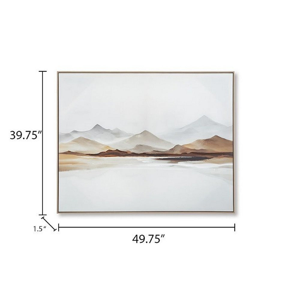 Rala Wall Art | Hand Painted Mountain Landscape | White and Gray 40x50