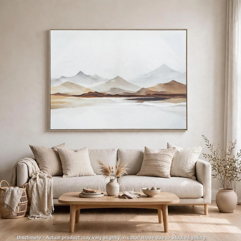 Rala Wall Art | Hand Painted Mountain Landscape | White and Gray 40x50