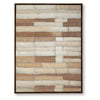 Moyre Wall Art | Hand Painted Abstract Grid Design | Brown and White 36x48