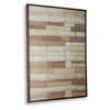 Moyre Wall Art | Hand Painted Abstract Grid Design | Brown and White 36x48