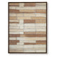 Moyre Wall Art | Hand Painted Abstract Grid Design | Brown and White 36x48