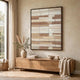 Moyre Wall Art | Hand Painted Abstract Grid Design | Brown and White 36x48