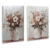 Faiz Wall Art Set of 2 | Pitcher w Flowers | Embellished Gold Foil | Gray 24x35
