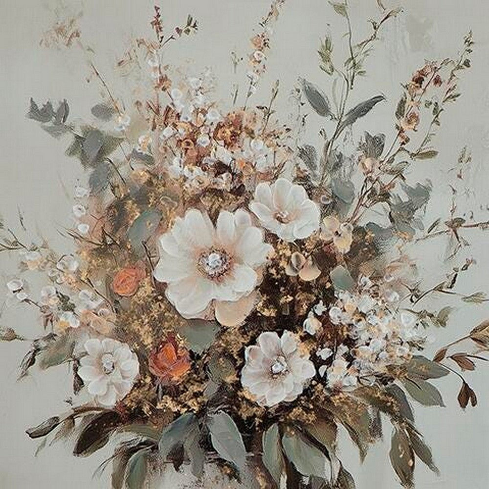 Faiz Wall Art Set of 2 | Pitcher w Flowers | Embellished Gold Foil | Gray 24x35