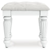 Koze Vanity Stool | Foam Seat | Tufted Polyester | Matte White 19"