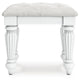Koze Vanity Stool | Foam Seat | Tufted Polyester | Matte White 19"