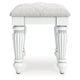 Koze Vanity Stool | Foam Seat | Tufted Polyester | Matte White 19"