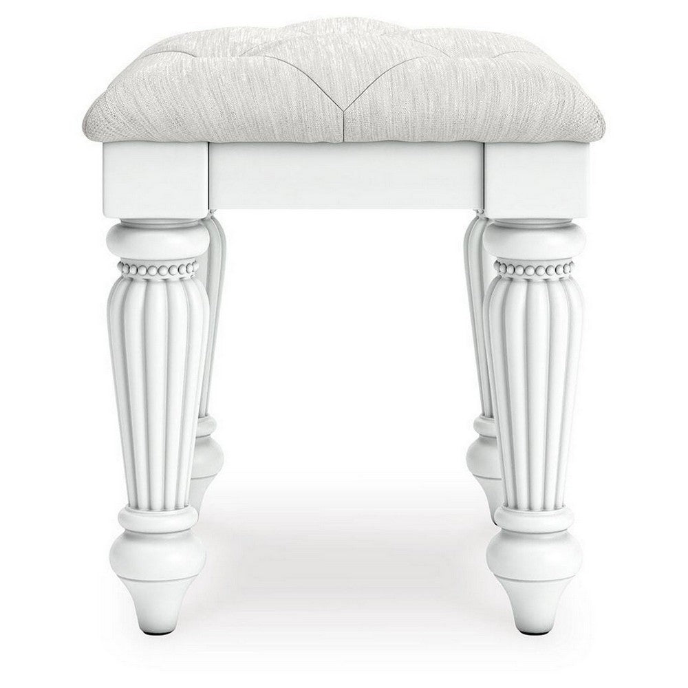 Koze Vanity Stool | Foam Seat | Tufted Polyester | Matte White 19"