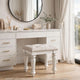 Koze Vanity Stool | Foam Seat | Tufted Polyester | Matte White 19"