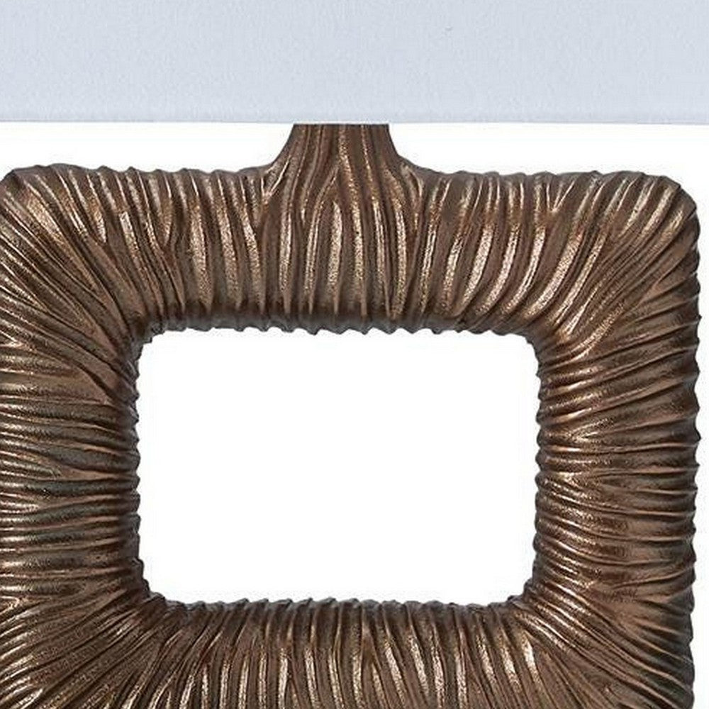 Onbi Table Lamp | Rectangular Shade | Hollow Square | Antique Brass 25"