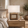 Onbi Table Lamp | Rectangular Shade | Hollow Square | Antique Brass 25"