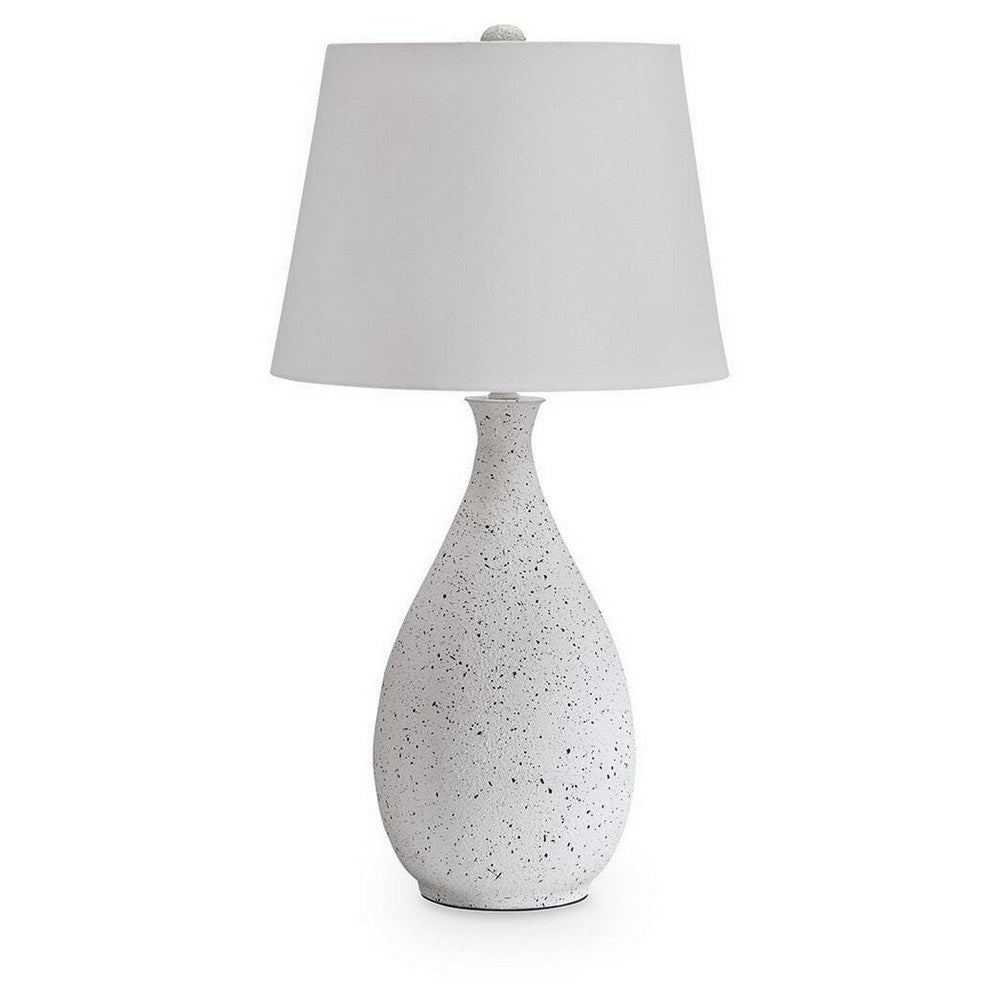 Yati Teardrop Table Lamp | Empire Shade | Speckled White Metal 33"