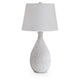 Yati Teardrop Table Lamp | Empire Shade | Speckled White Metal 33"